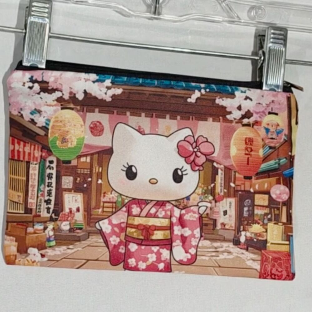 Sanrio Hello Kitty Kimono Tokyo Cherry Blossom Small Zipper Pouch Pink